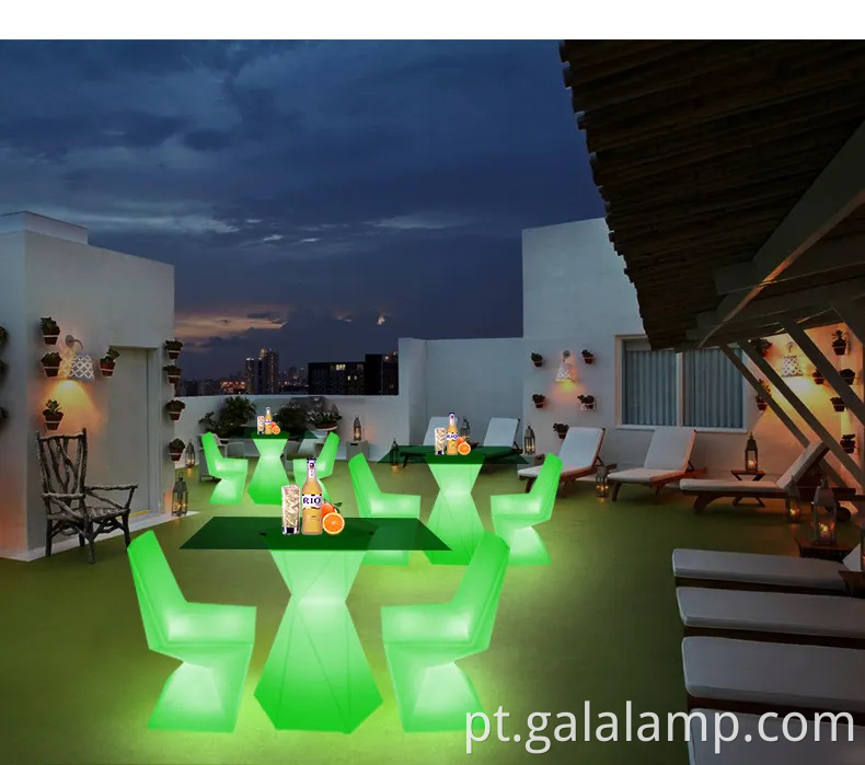 Conjunto elegante de refeições ao ar livre LED luminosa para varandas aconchegantes